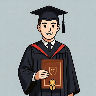 Graduation man holding diploma