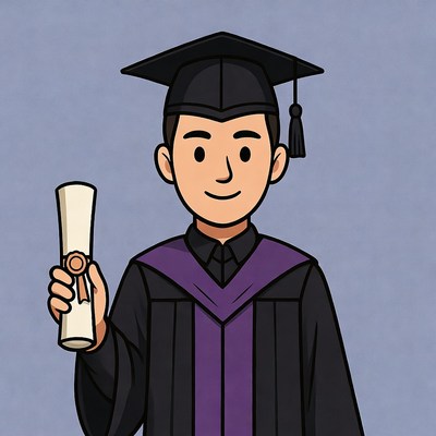 Graduated boy holding diploma