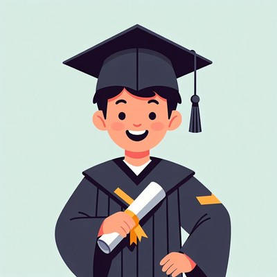 Boy holding graduation diploma