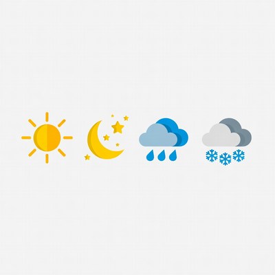 Sun Moon Rain Snow Weather Icons