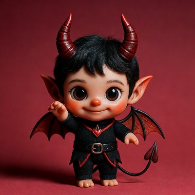 Cute demon doll waving