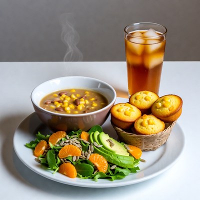 Steaming Bean Corn Soup Lunch Platter