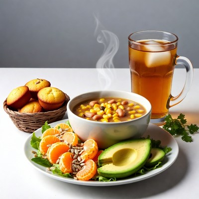 Bean Soup with Cornbread and Iced Tea