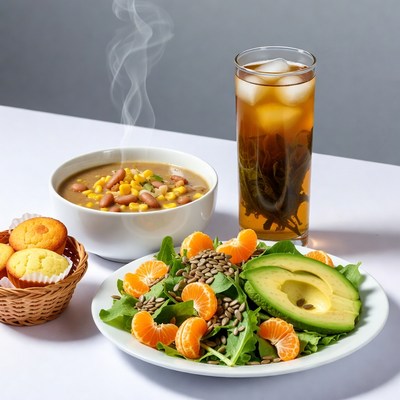 Bean Soup, Salad, Tea Meal