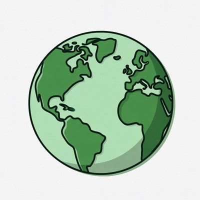 Green Outline Earth Illustration
