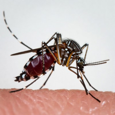 Asian Tiger Mosquito on Finger
