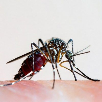 Red Mosquito on White Background