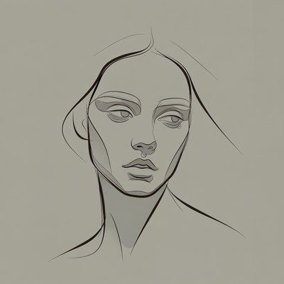 Line Art Portrait of Woman