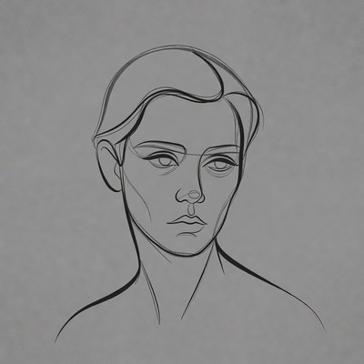 Line drawing portrait of woman