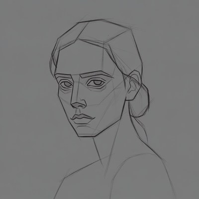Geometric sketch of woman's face