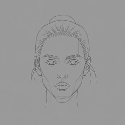 Asian woman line art portrait