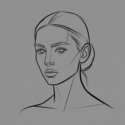 Line drawing of woman's face