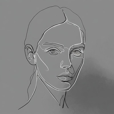 Line drawing of woman's face