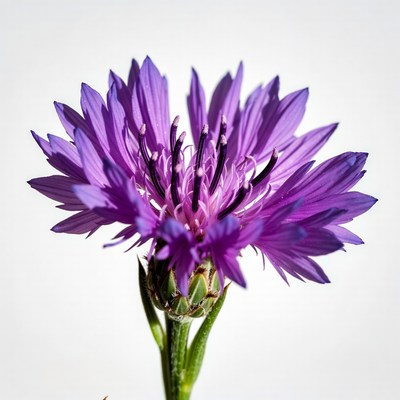 Purple Cornflower on White Background