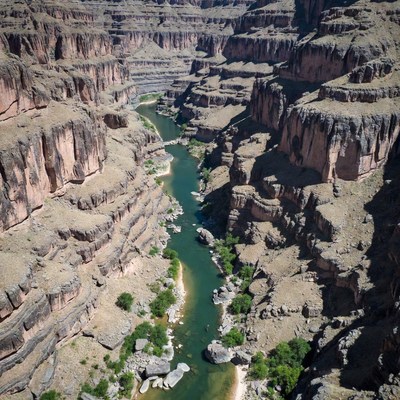 Grand Canyon River Winding Through Canyons