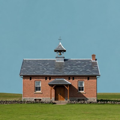 Red Brick Church with Bell Tower