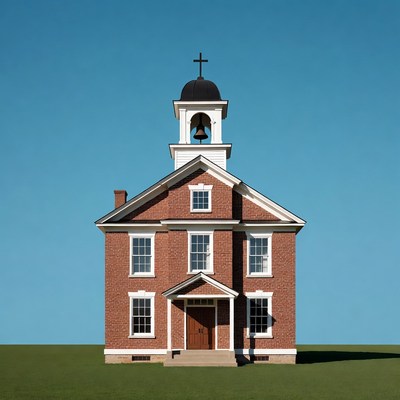 Red Brick Church with Bell Tower