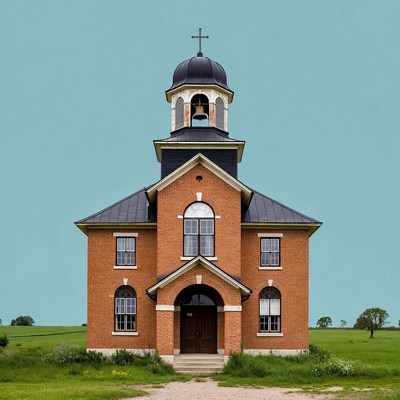 Brick Church with Bell Tower
