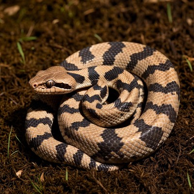 Coiled Honduran Milk Snake on Moss
