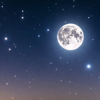 Full Moon in Starry Night Sky