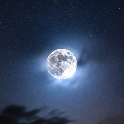 Full Moon in Night Sky