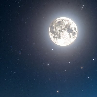 Full Moon in Starry Night Sky