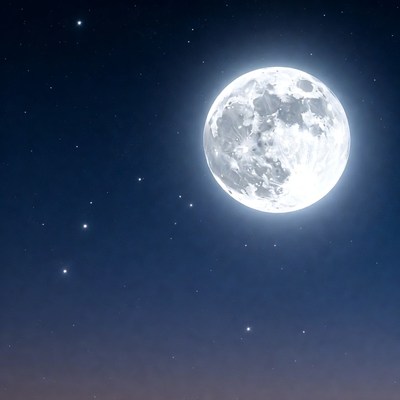 Full Moon in Starry Night Sky