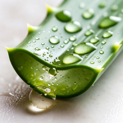 Aloe Vera Leaf with Water Droplets