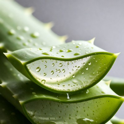 Aloe Vera Leaves with Water Droplets