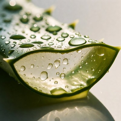 Aloe Vera Leaf with Water Droplets