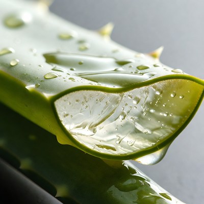 Aloe vera leaf with water droplets