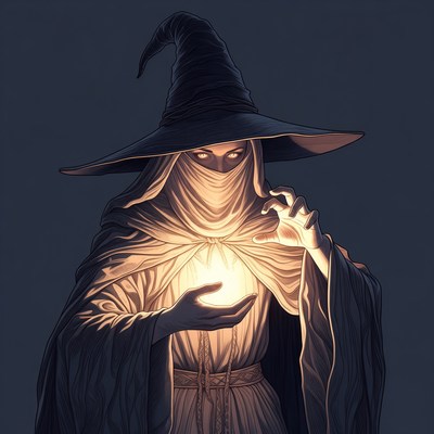 Wizard holding glowing orb