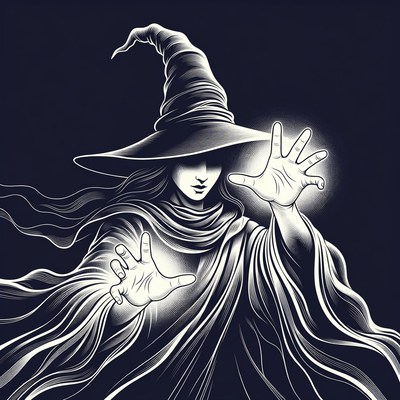 Witch casting spell with hands