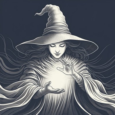 Witch holding glowing orb
