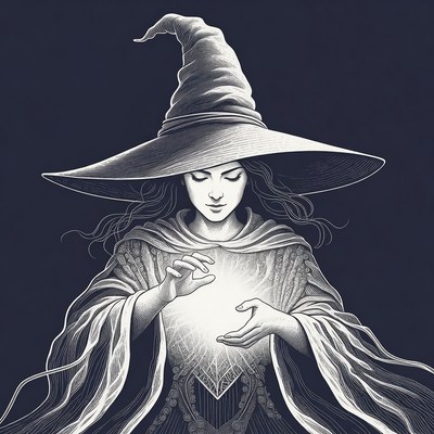 Witch holding glowing orb