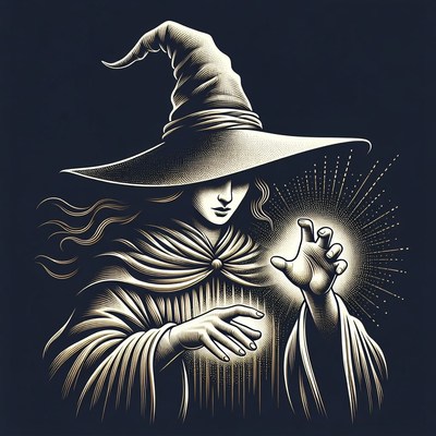 Witch casting magic spell