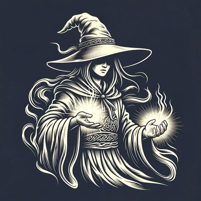 Witch casting magic spell