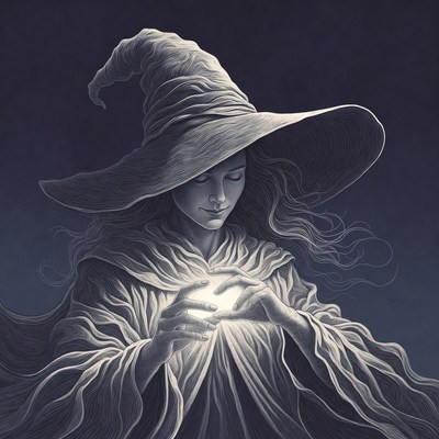 Witch holding glowing orb