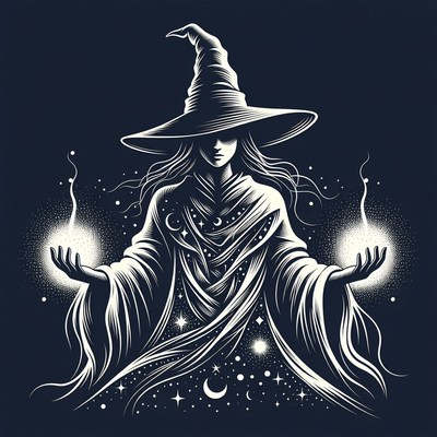 Witch holding magical glowing orbs