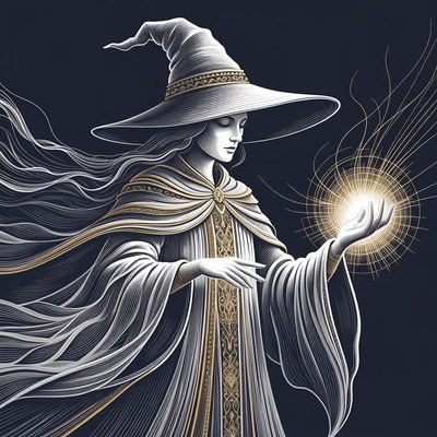 Witch holding glowing orb