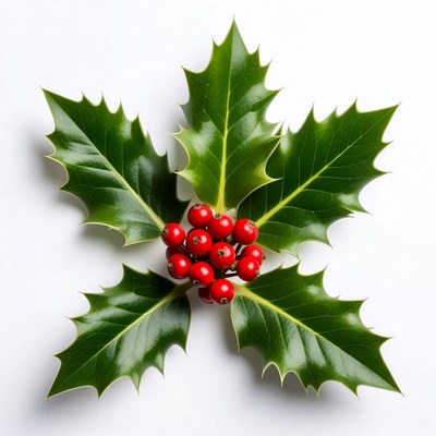 Holly Leaves with Red Berries