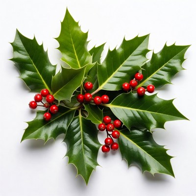 Holly Leaves with Red Berries