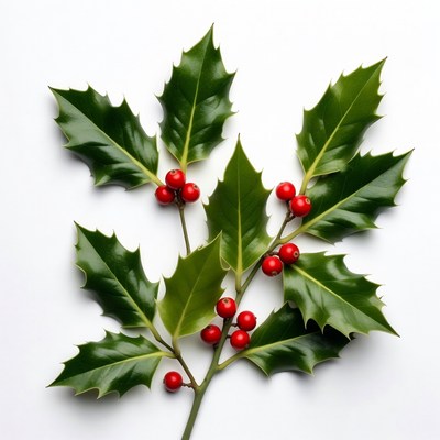 Holly Leaves with Red Berries