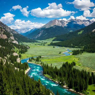 Mountain River Valley Landscape