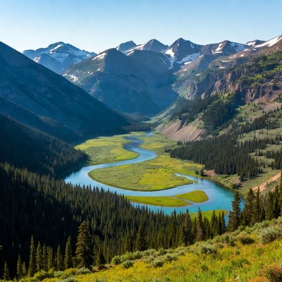 Mountain Valley with Winding River