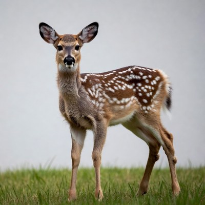 Baby fawn standing in grass