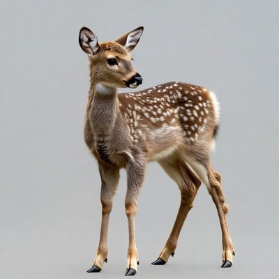 Baby deer fawn on gray background
