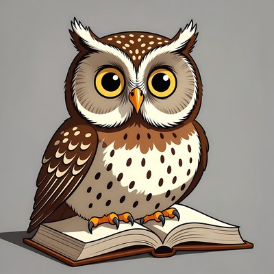 Cartoon Owl Reading Book