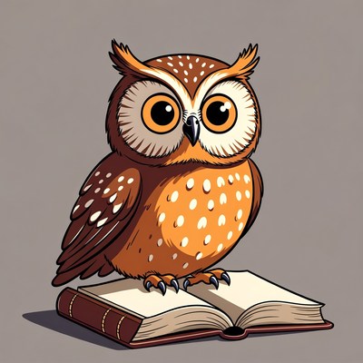 Cartoon Owl Reading Book