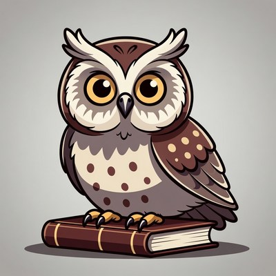 Cute Owl Sitting on Book
